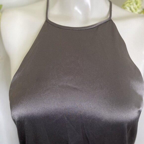 NWT Halston Heritage Silver Gray Racerback Satin Slip‎ Midi Dress Size S $295.00 - Picture 12 of 16
